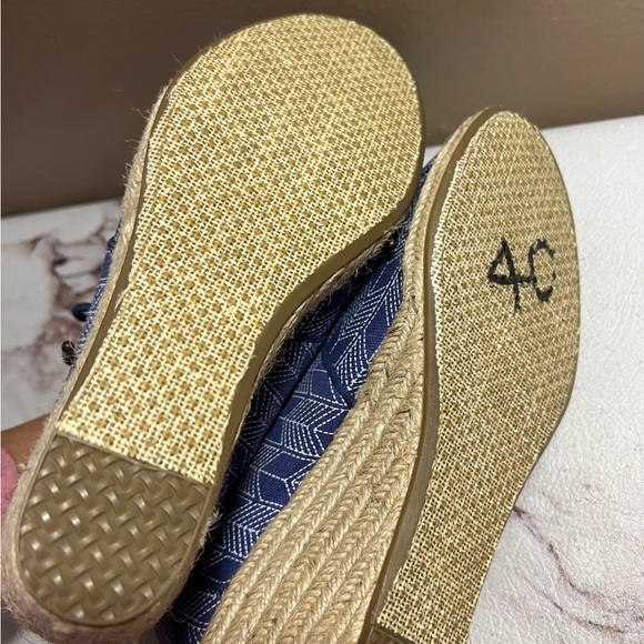 TOMS Desert Wedge Ink Sashiko Espadrilles Ankle Booties Size 7.5 - Picture 10 of 10